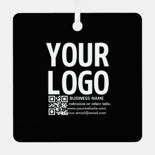 Your Logo w/Editable QR code & Text Metal Ornament