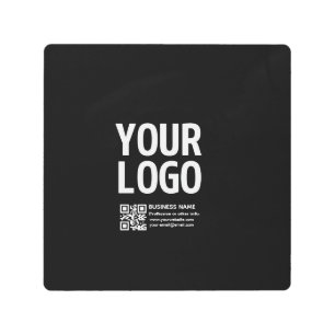 Your Logo w/Editable QR code & Text Metal Print