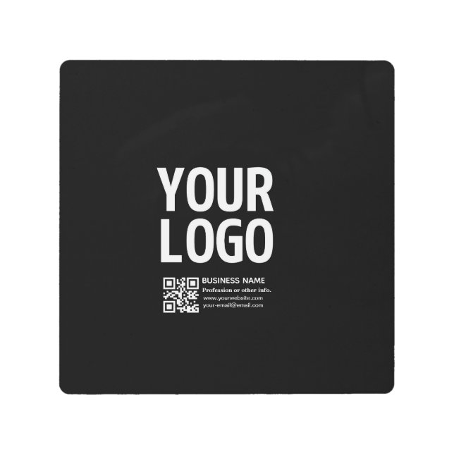 Your Logo w/Editable QR code & Text  Metal Print (Front)