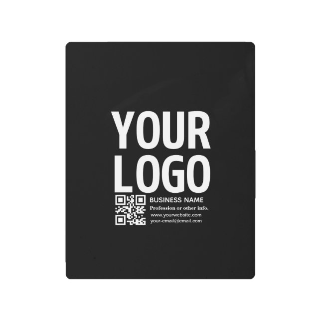 Your Logo w/Editable QR code & Text  Metal Print (Front)