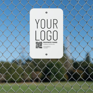 Your Logo w/Editable QR code & Text Metal Sign