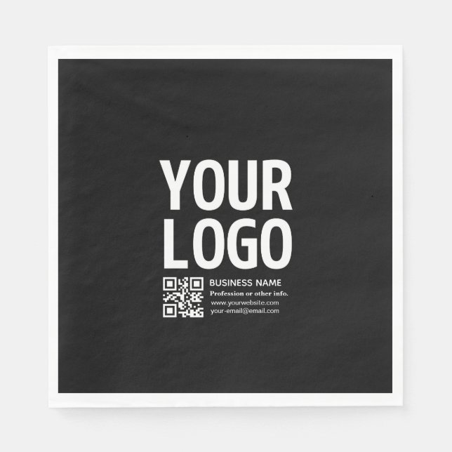 Your Logo w/Editable QR code & Text  Napkins (Front)