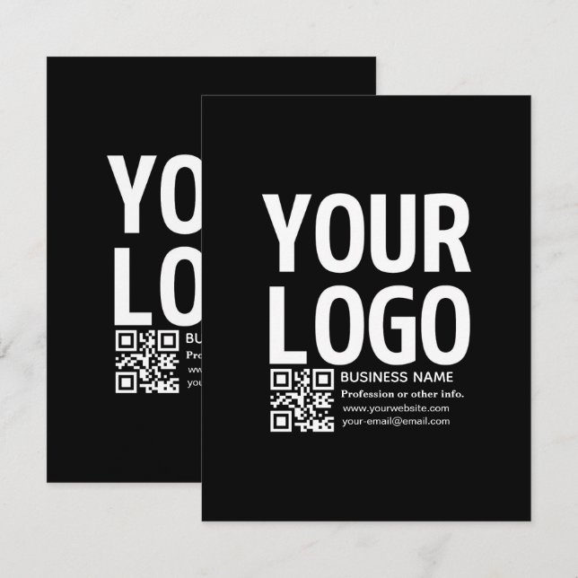 Your Logo w/Editable QR code & Text  Note Card (Front/Back)