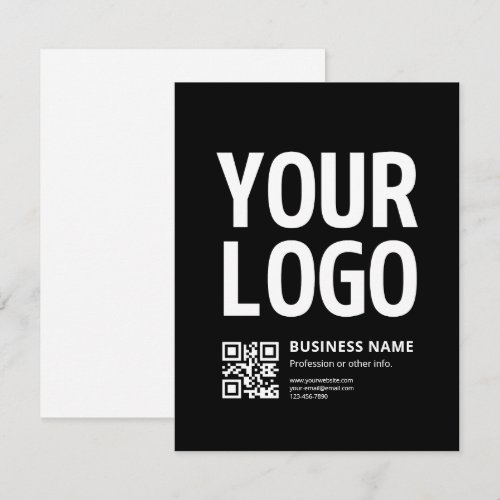 Your Logo w/Editable QR code & Text Note Card