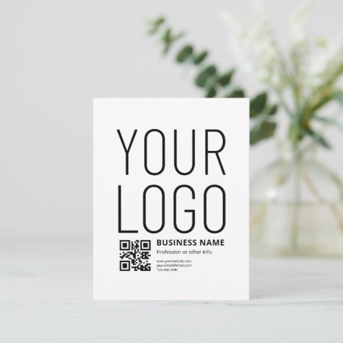 Your Logo w/Editable QR code & Text Note Card