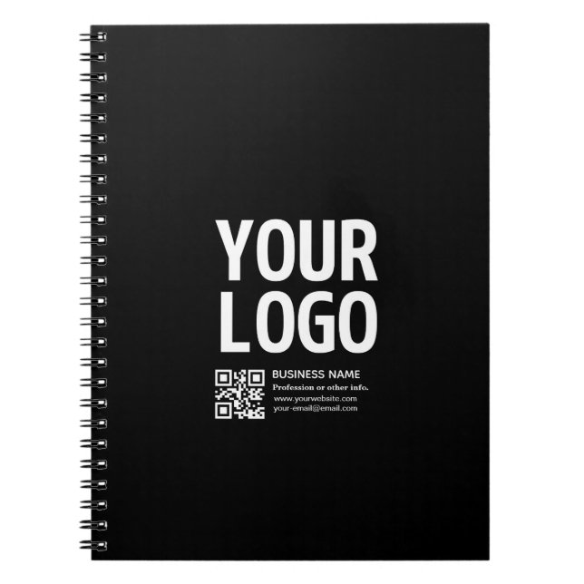 Your Logo w/Editable QR code & Text  Notebook (Front)