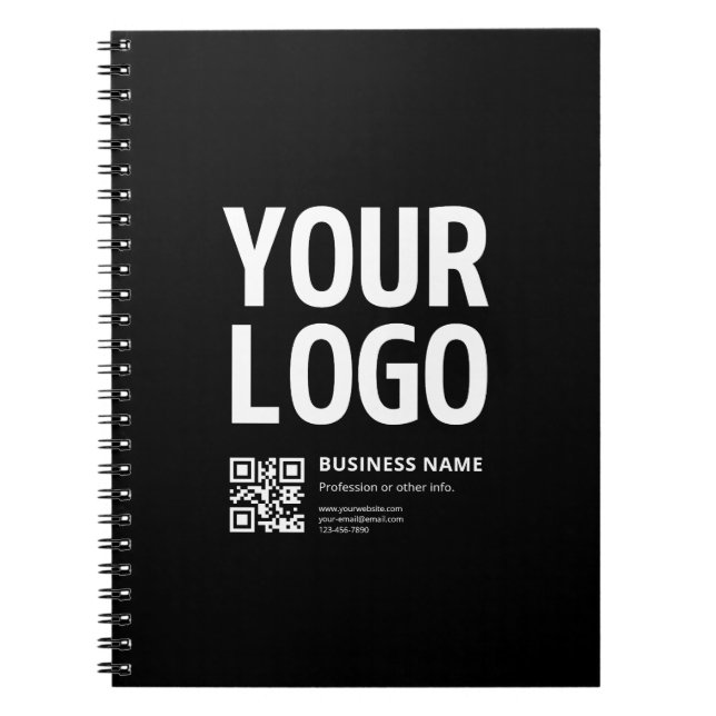 Your Logo w/Editable QR code & Text Notebook (Front)