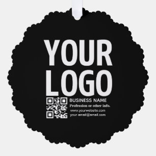 Your Logo w/Editable QR code & Text Ornament Card