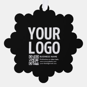Your Logo w/Editable QR code & Text Ornament Card