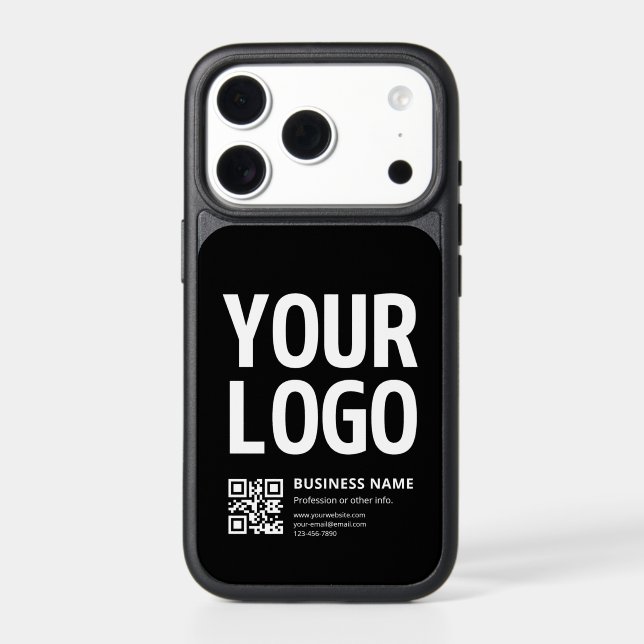 Your Logo w/Editable QR code & Text Otterbox iPhone Case (Back)