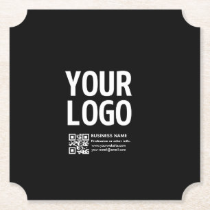 Your Logo w/Editable QR code & Text Paper Coaster