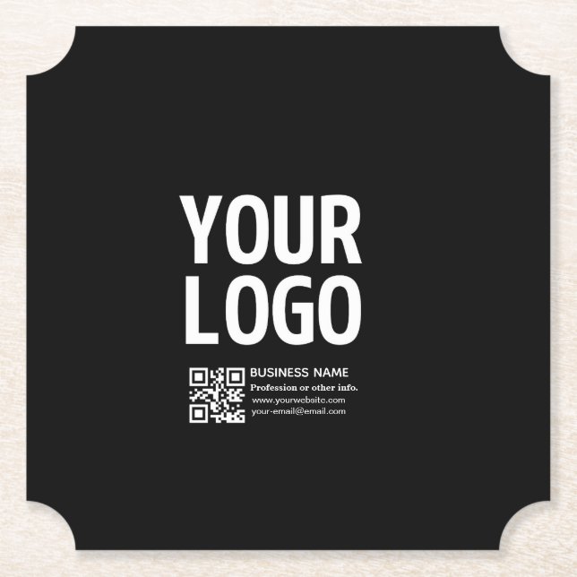 Your Logo w/Editable QR code & Text  Paper Coaster (Front)