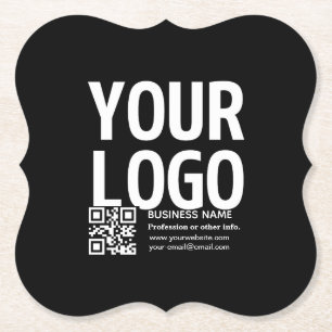 Your Logo w/Editable QR code & Text Paper Coaster