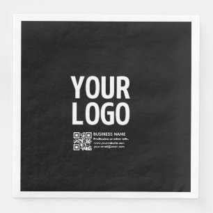 Your Logo w/Editable QR code & Text Paper Dinner Napkins