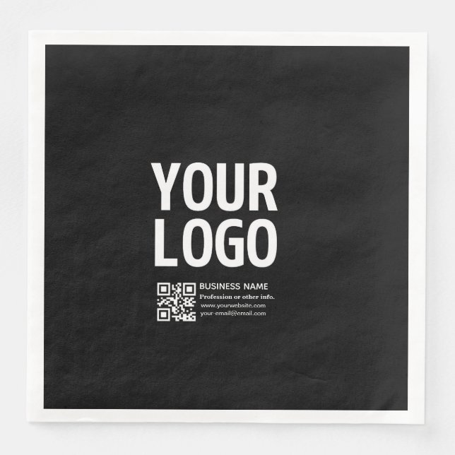 Your Logo w/Editable QR code & Text  Paper Dinner Napkins (Front)