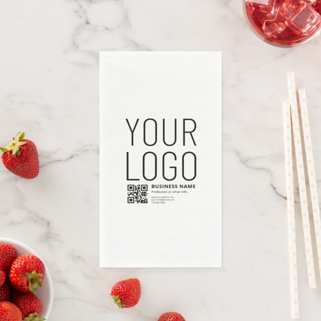 Your Logo w/Editable QR code & Text Paper Guest Towels (Insitu)