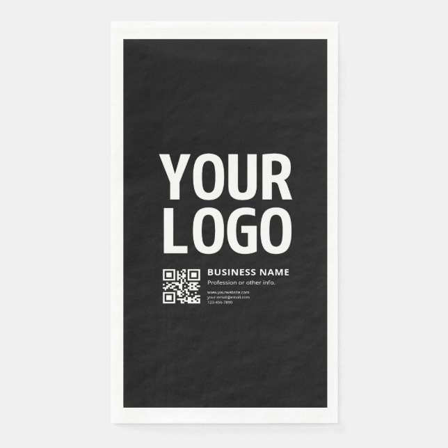 Your Logo w/Editable QR code & Text Paper Guest Towels (Front)
