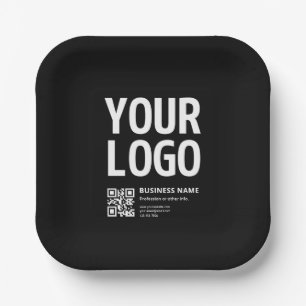 Your Logo w/Editable QR code & Text Paper Plates