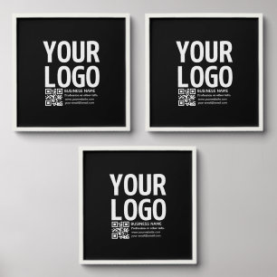 Your Logo w/Editable QR code & Text Peel And Stick Photo Tile
