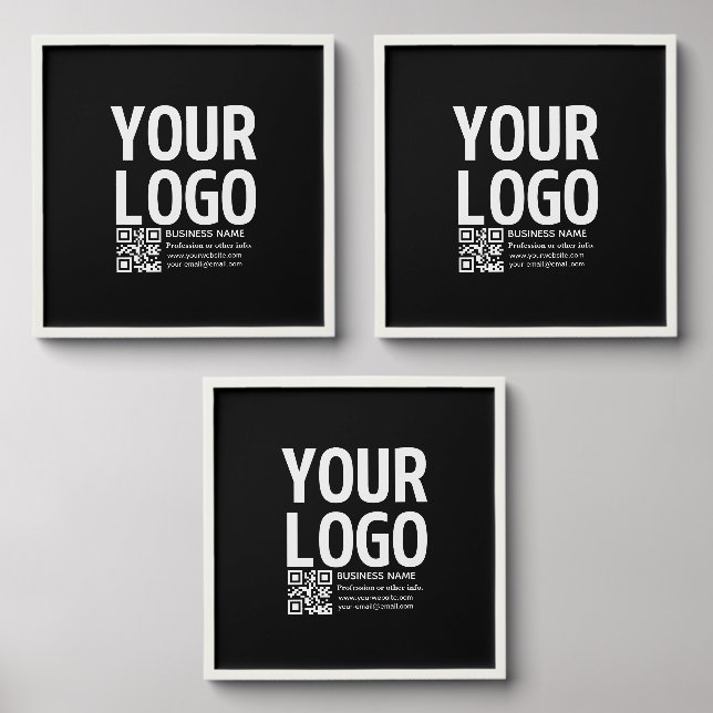 Your Logo w/Editable QR code & Text  Peel And Stick Photo Tile (Front Set)