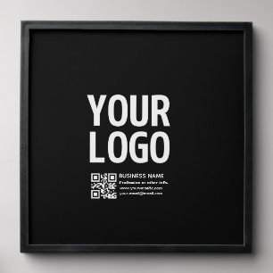 Your Logo w/Editable QR code & Text Peel And Stick Photo Tile