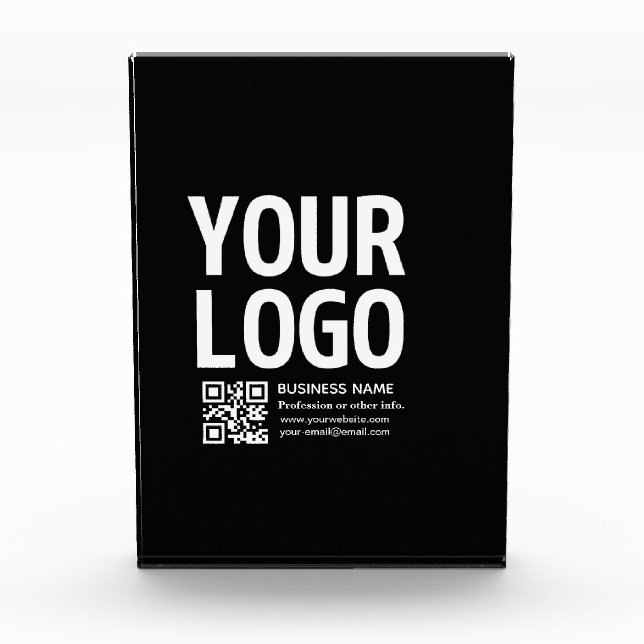 Your Logo w/Editable QR code & Text  Photo Block (Front)