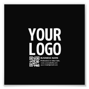 Your Logo w/Editable QR code & Text Photo Print