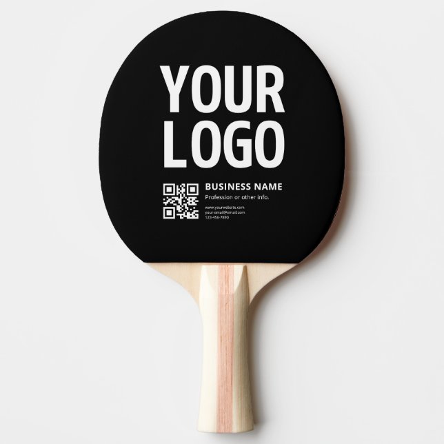 Your Logo w/Editable QR code & Text Ping Pong Paddle (Front)