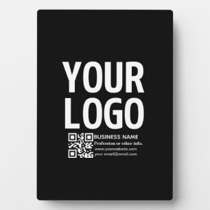 Your Logo w/Editable QR code & Text Plaque