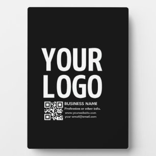 Your Logo w/Editable QR code & Text Plaque