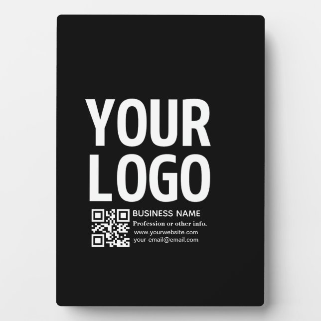 Your Logo w/Editable QR code & Text  Plaque (Front)