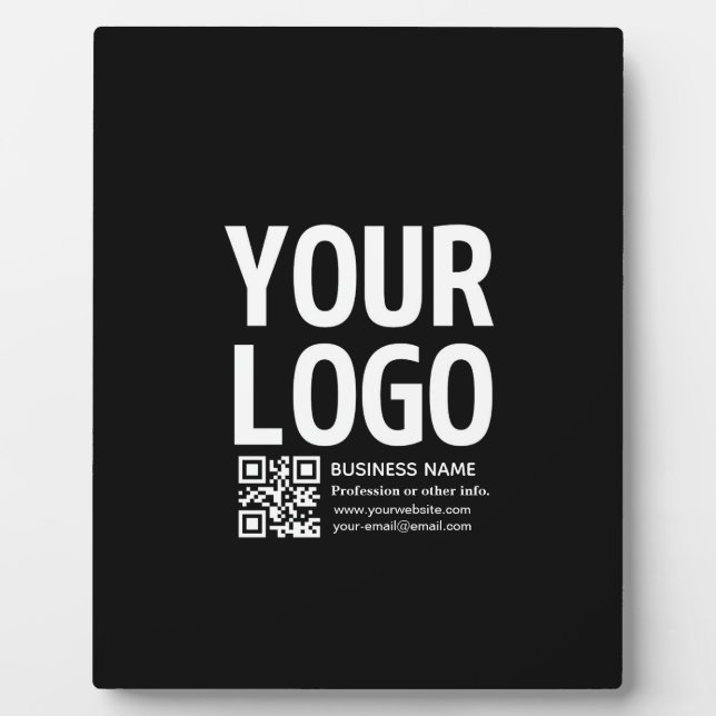 Your Logo w/Editable QR code & Text  Plaque (Front)