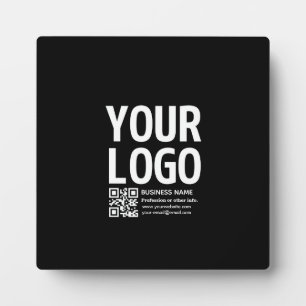 Your Logo w/Editable QR code & Text Plaque