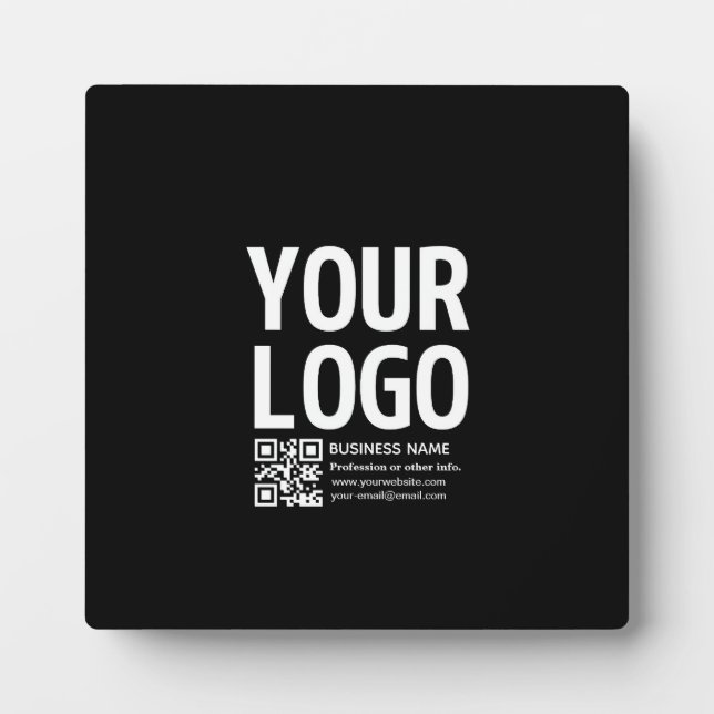 Your Logo w/Editable QR code & Text  Plaque (Front)
