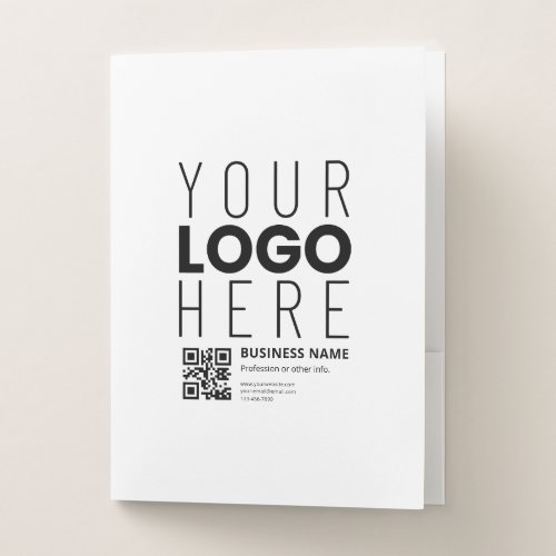 Your Logo w/Editable QR code & Text Pocket Folder