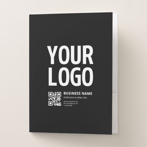 Your Logo w/Editable QR code & Text Pocket Folder
