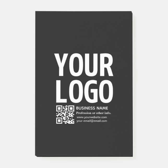 Your Logo w/Editable QR code & Text  Post-it Notes (Front)