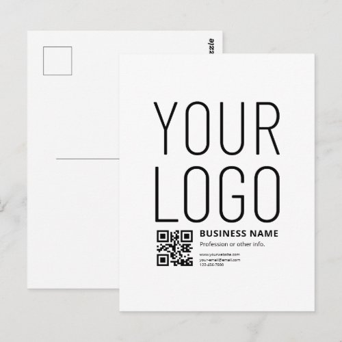 Your Logo w/Editable QR code & Text Postcard
