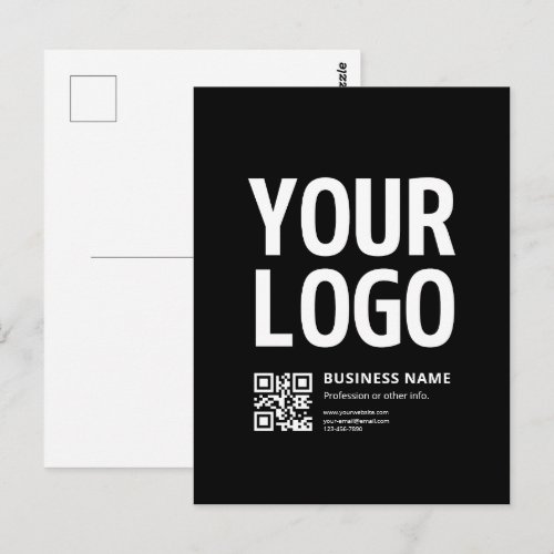 Your Logo w/Editable QR code & Text Postcard