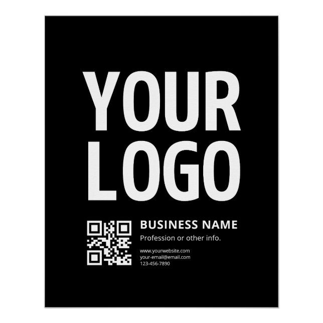 Your Logo w/Editable QR code & Text Poster (Front)