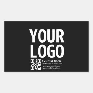Your Logo w/Editable QR code & Text Rectangular Sticker