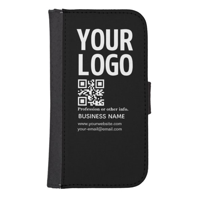Your Logo w/Editable QR code & Text  Samsung Galaxy Wallet Case (Front)