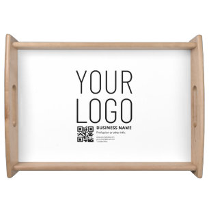 Your Logo w/Editable QR code & Text Serving Tray