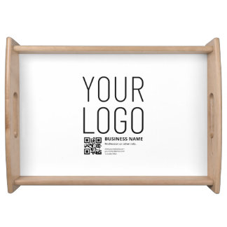 Your Logo w/Editable QR code & Text Serving Tray