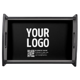 Your Logo w/Editable QR code & Text Serving Tray