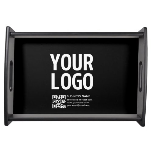 Your Logo w/Editable QR code & Text Serving Tray
