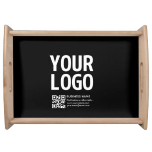 Your Logo w/Editable QR code & Text Serving Tray
