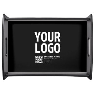 Your Logo w/Editable QR code & Text Serving Tray