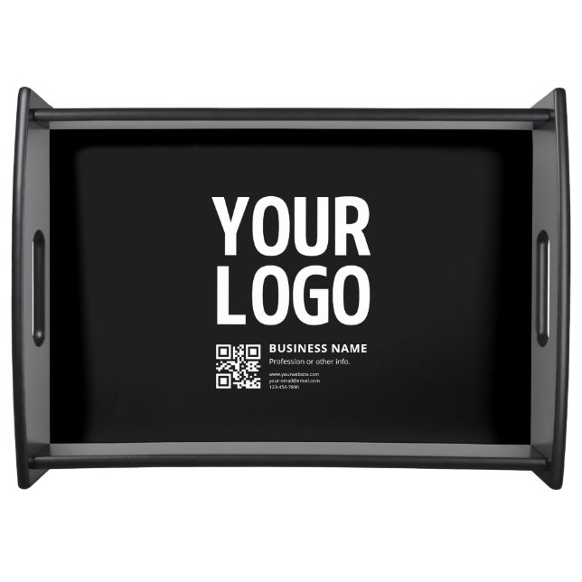 Your Logo w/Editable QR code & Text Serving Tray (Front)