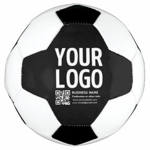 Your Logo w/Editable QR code & Text Soccer Ball